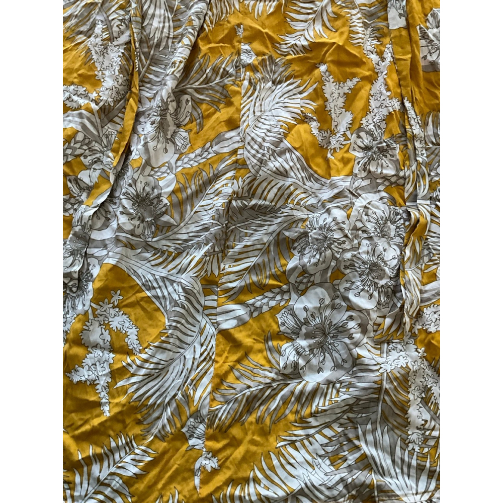 Solitaire Ruffle Front Maxi Skirt Yellow w Palms Elastic Waist Sash NWT Small - Picture 5 of 10